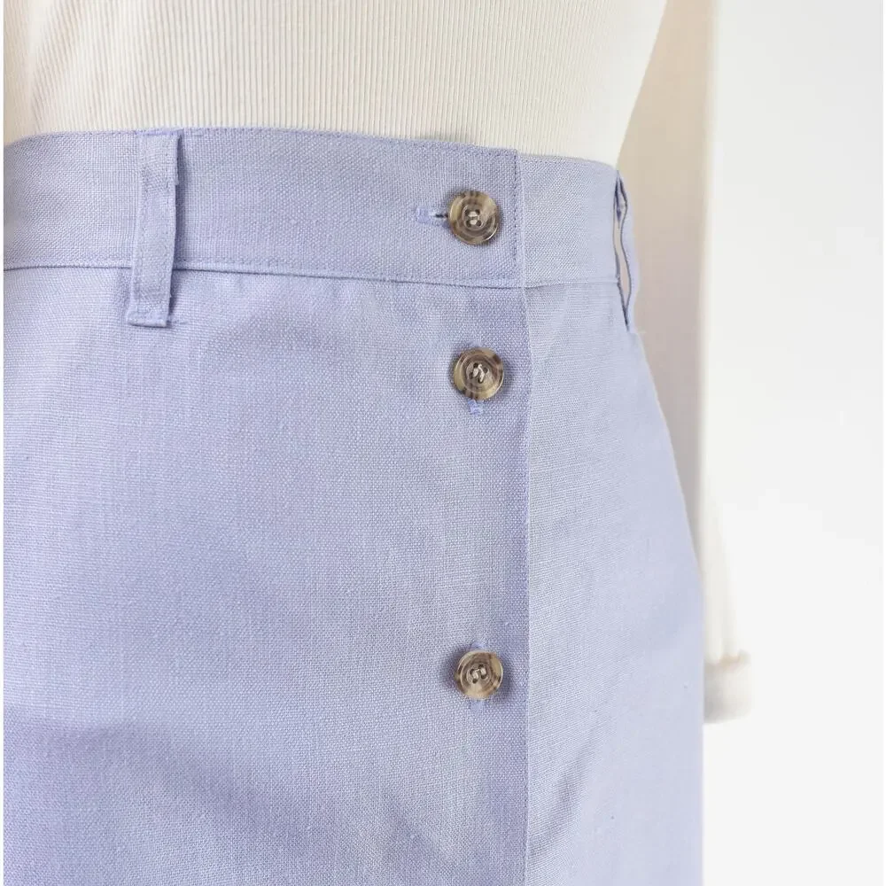 Vintage 90s Purple Linen High Waisted Button Front Maxi Skirt with Pockets 32 L - Picture 5 of 9